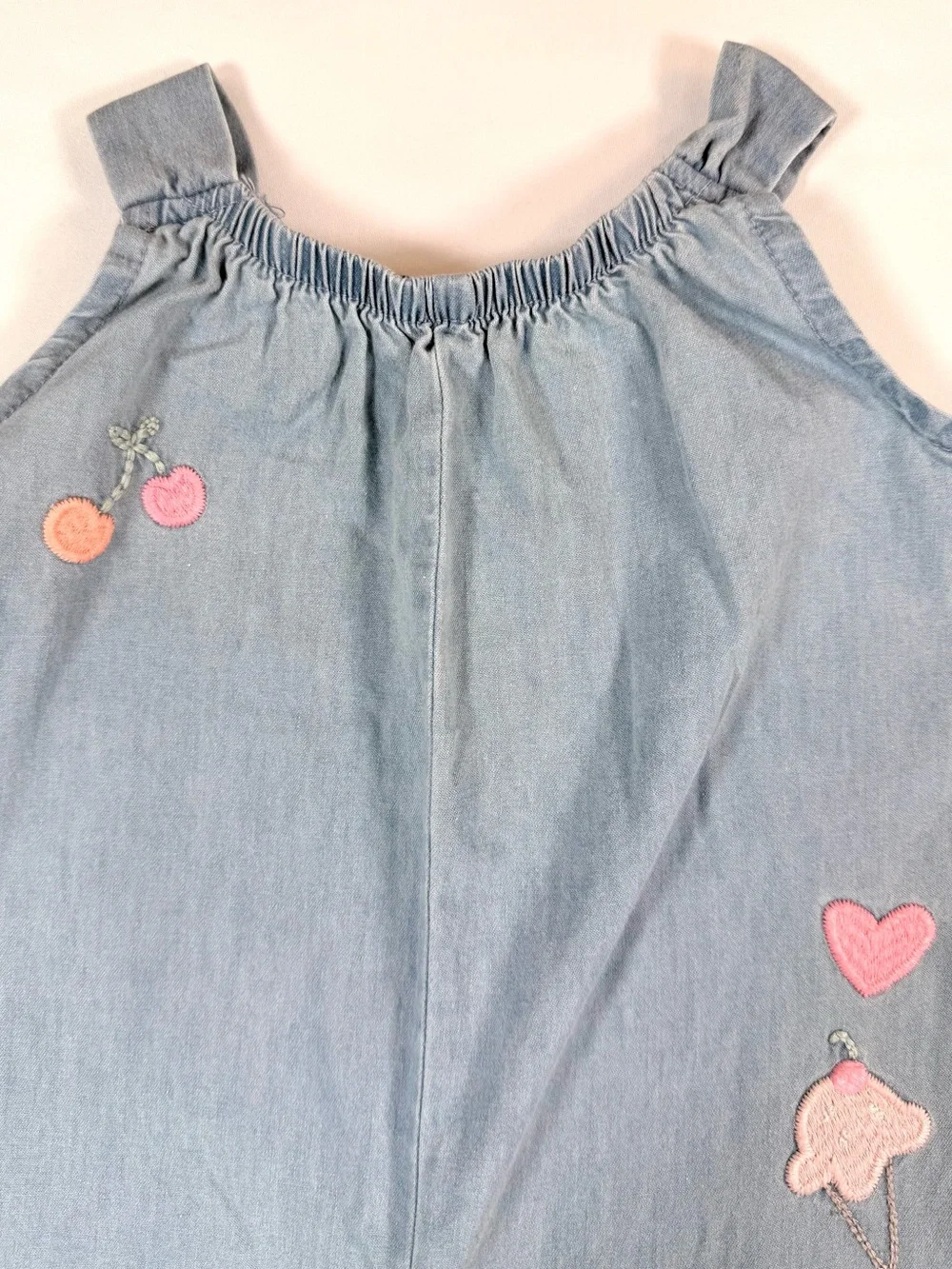 CARTER’S Girls Chambray Ice Cream Cherry Bubble Romper 12M Cottagecore Sweet